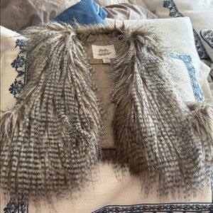 Esley Luxurious Faux Fur Vest in Brown and Gray small lined exquisite super soft